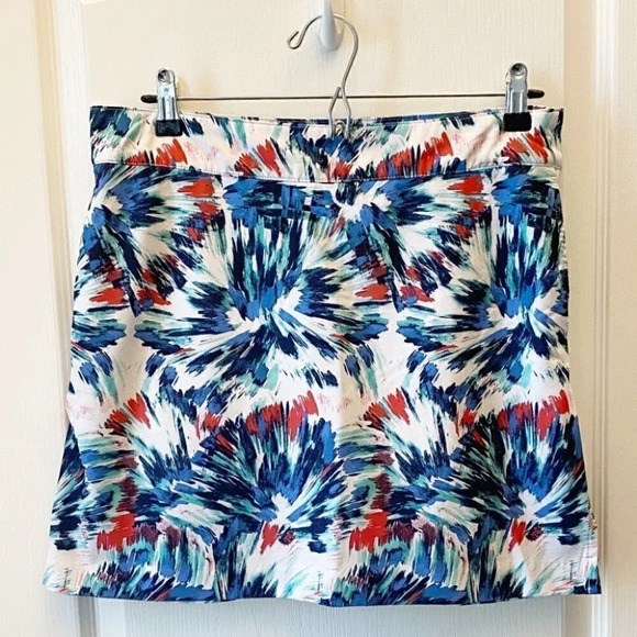 IZOD Golf Tennis Athletic Skort Skirt White Blue Red Floral Print Size 2 - Picture 3 of 16
